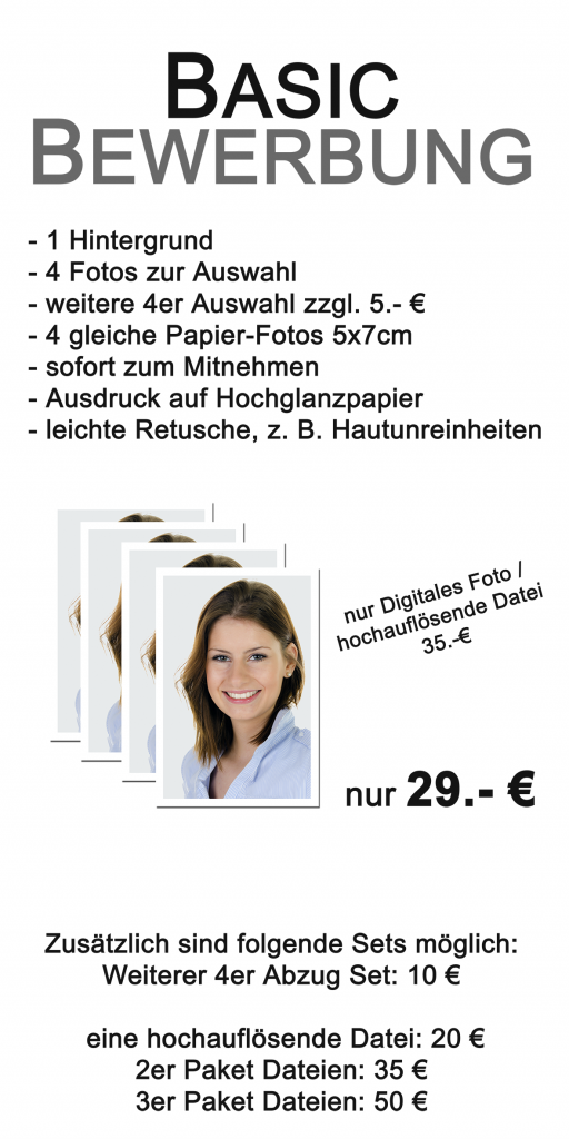 Bewerbungsfoto in Papierform oder digital Saarbrücken Dudweiler